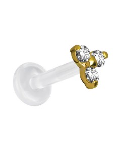 Crystal Trinity 18 Karat Gold Ohr Piercing Stecker