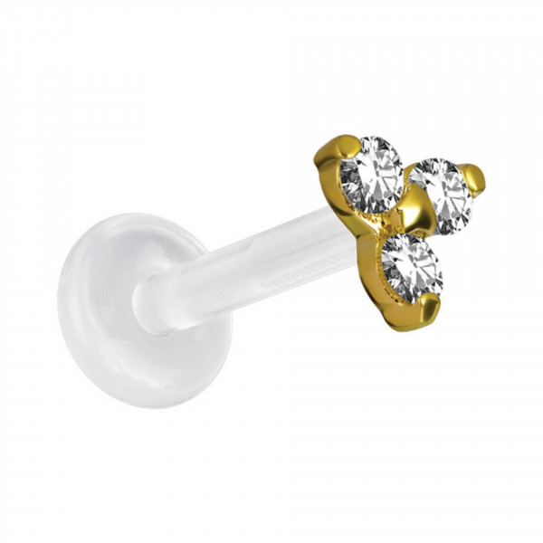 Crystal Trinity 18 Karat Gold Ohr Piercing Stecker