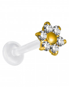 Crystal Flower 18 Karat Gold Ohr Piercing Stecker