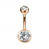 10mm 316L Bauchnabelpiercing mit 2 Steinen