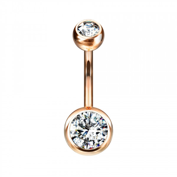 10mm 316L Bauchnabelpiercing mit 2 Steinen