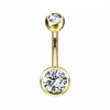 10mm 316L Bauchnabelpiercing mit 2 Steinen