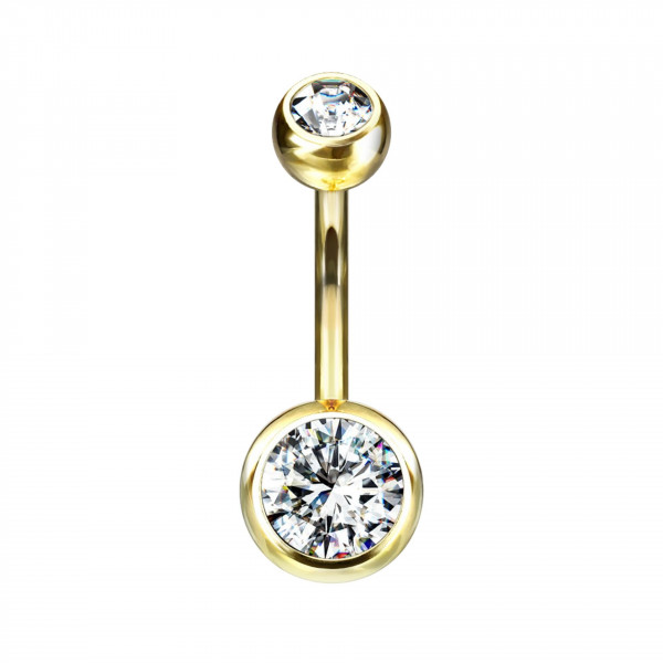 10mm 316L Bauchnabelpiercing mit 2 Steinen