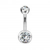 10mm 316L Bauchnabelpiercing mit 2 Steinen