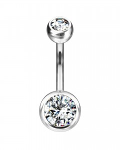 10mm 316L Bauchnabelpiercing mit 2 Steinen 10mm 316L Bauchnabelpiercing mit 2 Steinen