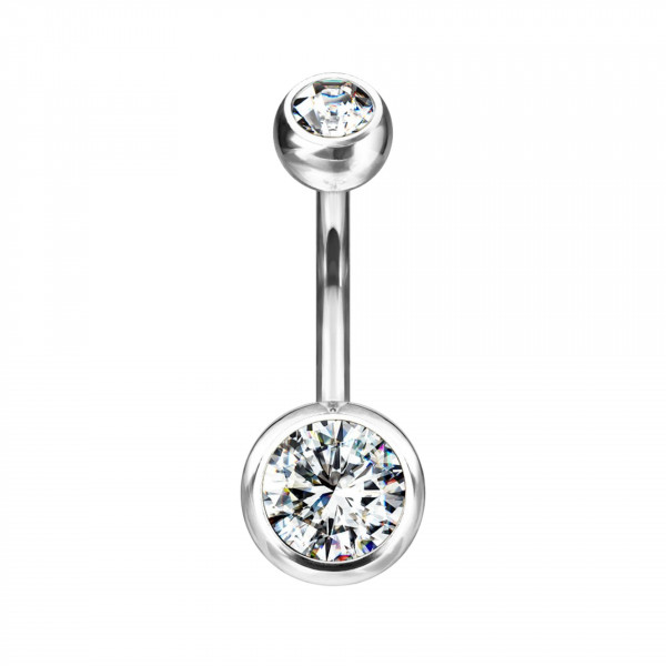 10mm 316L Bauchnabelpiercing mit 2 Steinen