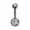 10mm 316L Bauchnabelpiercing mit 2 Steinen