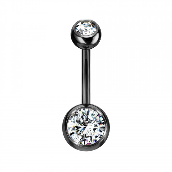 10mm 316L Bauchnabelpiercing mit 2 Steinen