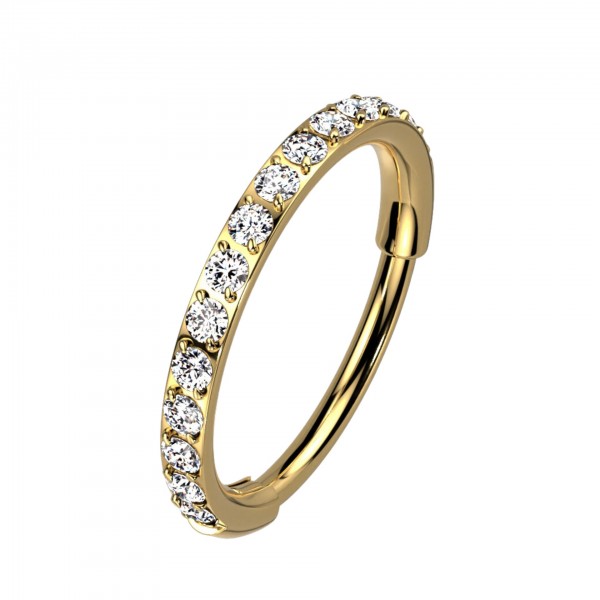 0,8mm Titan Nasenpiercing Ring mit Klaren Steinen