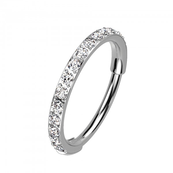0,8mm Titan Nasenpiercing Ring mit Klaren Steinen