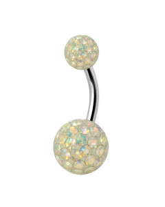 10mm Titan Bauchnabelpiercing mit Crystal Epoxy Kugeln 10mm Titan Bauchnabelpiercing mit Crystal Epoxy Kugeln