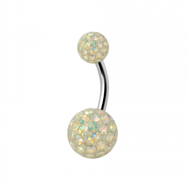 10mm Titan Bauchnabelpiercing mit Crystal Epoxy Kugeln