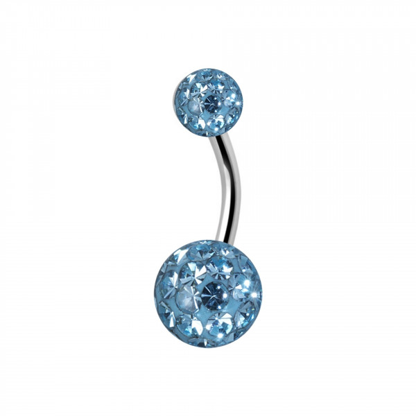 10mm Titan Bauchnabelpiercing mit Crystal Epoxy Kugeln