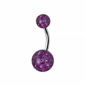 12mm Titan Bauchnabelpiercing mit Crystal Epoxy Kugeln 12mm Titan Bauchnabelpiercing mit Crystal Epoxy Kugeln