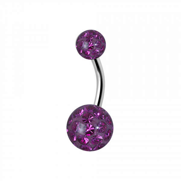 10mm Titan Bauchnabelpiercing mit Crystal Epoxy Kugeln