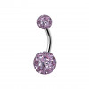 10mm Titan Bauchnabelpiercing mit Crystal Epoxy Kugeln