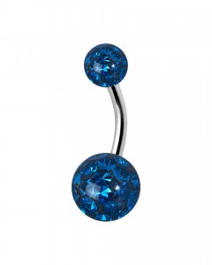 12mm Titan Bauchnabelpiercing mit Crystal Epoxy Kugeln 12mm Titan Bauchnabelpiercing mit Crystal Epoxy Kugeln