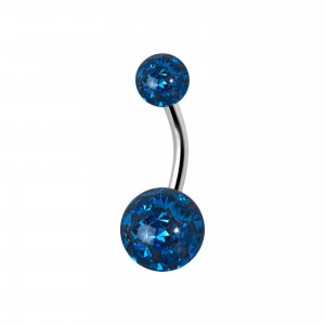12mm Titan Bauchnabelpiercing mit Crystal Epoxy Kugeln 12mm Titan Bauchnabelpiercing mit Crystal Epoxy Kugeln