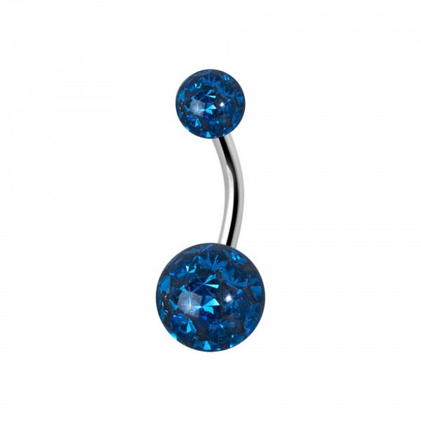 10mm Titan Bauchnabelpiercing mit Crystal Epoxy Kugeln