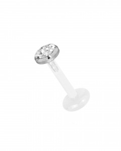 PTFE Piercing Stecker mit 3mm Multi Crystal Titan Aufsatz PTFE Piercing Stecker mit 3mm Multi Crystal Titan Aufsatz