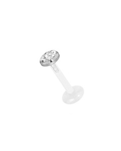 PTFE Piercing Stecker mit 3mm Multi Crystal Titan Aufsatz
