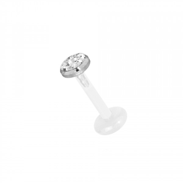 PTFE Ohr Piercing / Lippen Piercing Stecker mit Multi Crystal Epoxy Titan Aufsatz