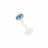 PTFE Ohr Piercing / Lippen Piercing Stecker mit Multi Crystal Epoxy Titan Aufsatz