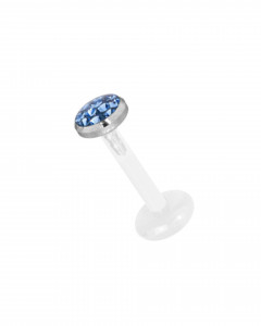 PTFE Piercing Stecker mit 3mm Multi Crystal Titan Aufsatz PTFE Piercing Stecker mit 3mm Multi Crystal Titan Aufsatz