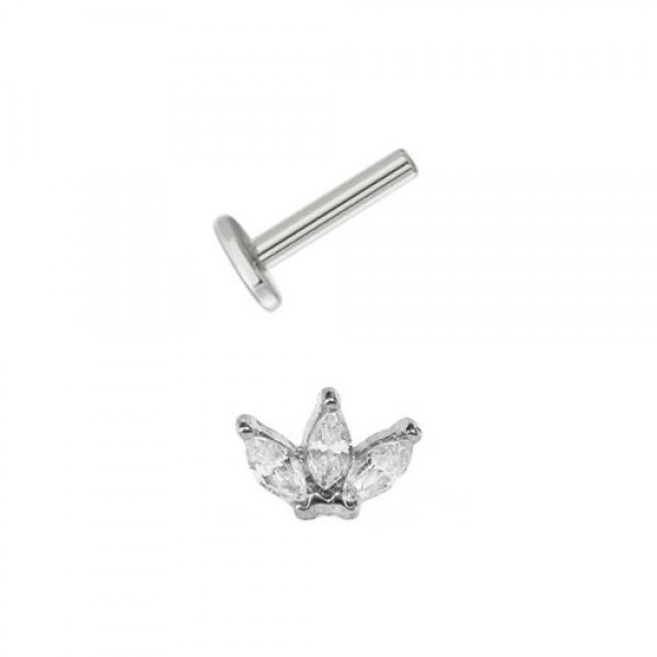 4mm Engraved Crystal Lotus Stecker