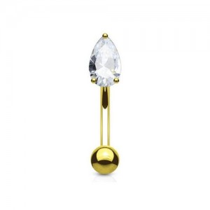 8mm Rook Piercing Banane mit Kristall 8mm Rook Piercing Banane mit Kristall