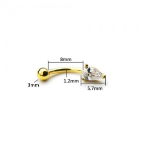 8mm Rook Piercing Banane mit Kristall 8mm Rook Piercing Banane mit Kristall