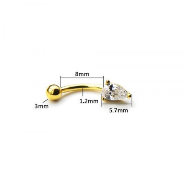 8mm Rook Piercing Banane mit Kristall