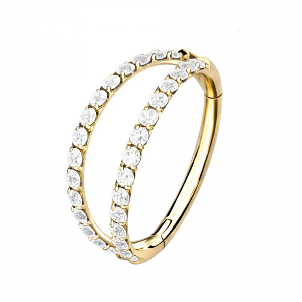 1,2mm Titan Double Hoop Piercing Ring Steinbesetzter Segmentring Clicker