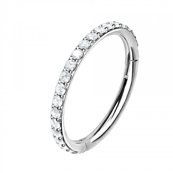 12mm Titan Ohr Piercing Ring Steinbesetzter Segmentring Clicker