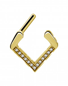 Crystal V 316L Septum Piercing Clicker 