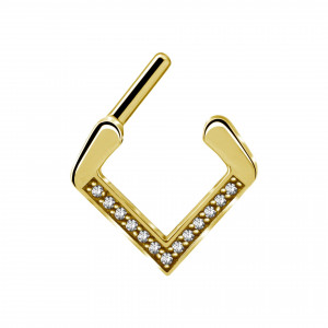 Crystal V 316L Septum Piercing Clicker 