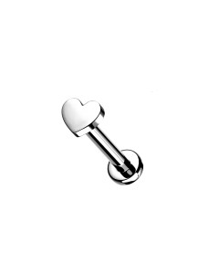 Titan Ohr Piercing Stecker mit Herz Aufsatz  Titan Ohr Piercing Stecker mit Herz Aufsatz