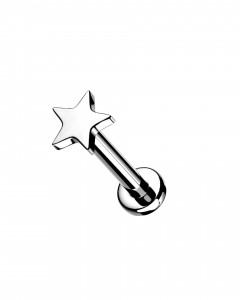 Titan Ohr Piercing Stecker mit Stern Aufsatz  Titan Ohr Piercing Stecker mit Stern Aufsatz