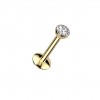 Titan Labret Piercing Stecker mit klarem Stein Aufsatz