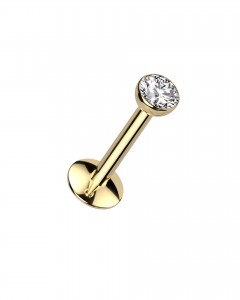 Titan Labret Piercing Stecker mit klarem Stein Aufsatz Titan Labret Piercing Stecker mit klarem Stein Aufsatz