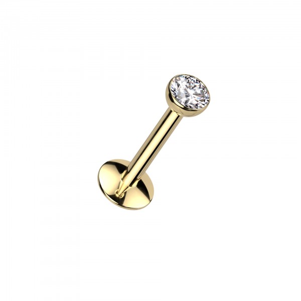 Titan Labret Piercing Stecker mit klarem Stein Aufsatz