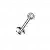 Titan Labret Piercing Stecker mit klarem Stein Aufsatz