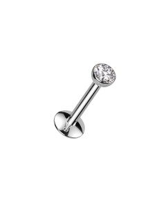 Titan Labret Piercing Stecker mit klarem Stein Aufsatz Titan Labret Piercing Stecker mit klarem Stein Aufsatz