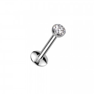 Titan Labret Piercing Stecker mit klarem Stein Aufsatz Titan Labret Piercing Stecker mit klarem Stein Aufsatz