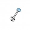 Titan Labret Piercing Stecker mit Stein Aufsatz