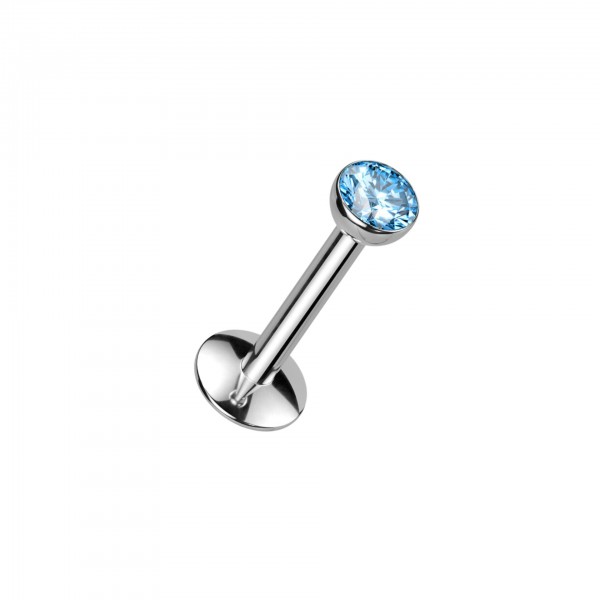 Titan Labret Piercing Stecker mit Stein Aufsatz