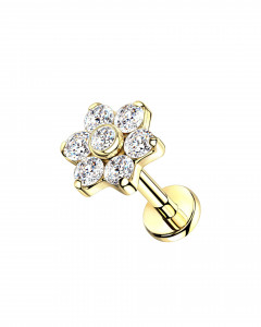 7 Crystal Flower Ohr Piercing Stecker