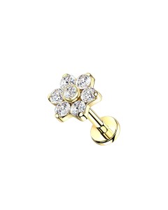 Titan Crystal Flower Ohr Piercing Stecker