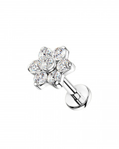7 Crystal Flower Ohr Piercing Stecker