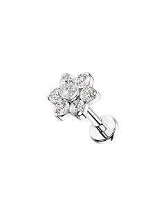 Titan Crystal Flower Ohr Piercing Stecker